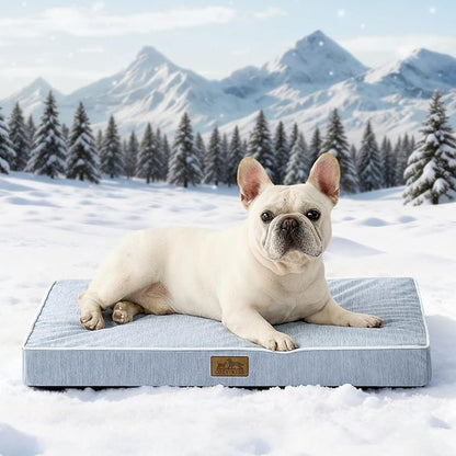 Cooling Dog Bed for Crate, Waterproof Dog Crate Mat with Removable Washable Cover, Orthopedic Egg Crate Foam Support, Dog Crate Bed 29x18x3 Inch,Light Blue