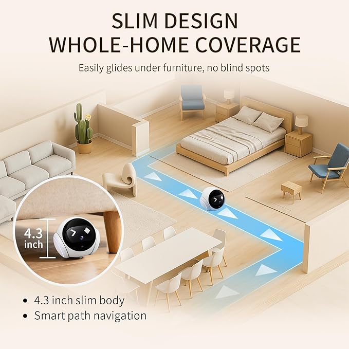 Pet Camera Robot Companion Monitor – Movable Home Security Cam with 1080P Video, 2.4GHz WiFi, Motion Tracking, Laser Toy, Two-Way Talk – App Control for Dogs & Cats