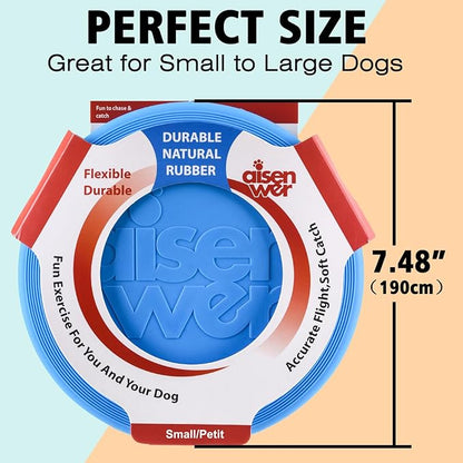 Dog Flying Disc - Durable Rubber Dog Toy for Fetch - Interactive Lightweight Flyer Dog Toys for Outdoor Playtime - Safer Disc for Healthy Activity - for Small/Medium Dogs