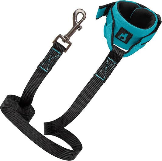 Gooby Ripstop Z Wrist Band Surfer Leash - Turquoise, 6 FT - Comfortable Hands Free Leash with Elastic Band for Small, Medium and Large Dogs