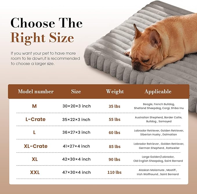 Extra Large Dog Bed for Crate, Orthopedic Dog Bed with Waterproof Lining, Soft Short Plush Surface & Egg Crate Foam, Machine Washable Pet Bed with Removable Cover & Anti Slip Bottom