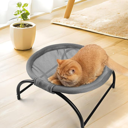 Raised Cat Hammock Bed, Free Standing Cat Cot with Washable Mesh, Pet Bed for for Kittens, 17.1 x 17 x 9.5 inches