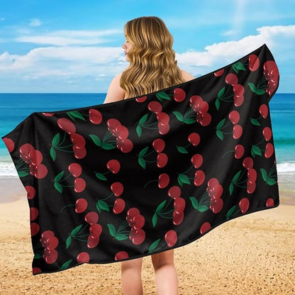 SEANATIVE Cherry Print Car Towel Front Seats Seat Covers, Washable Seat Protector, Fit Beach Swimming Outdoor Sports, Universal Fit Most Cars Trucks SUVS Car