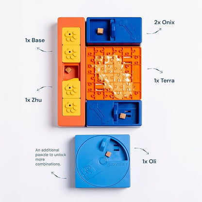Dog Puzzle Level 1 – Beginner Interactive Dog Toy for Puppy Enrichment and Mental Stimulation – Modular Treat Dispensing Puzzle for Small to Large Dogs – Beginner Set