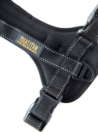 Mighty Paw Dog Car Harness - Vehicle Safety Gear - 2 Leash Attachment - Adjustable Straps - Reflective Stitching - Soft Padding - Standard Harness Functionality - No Pull Front Leash Attachment - L