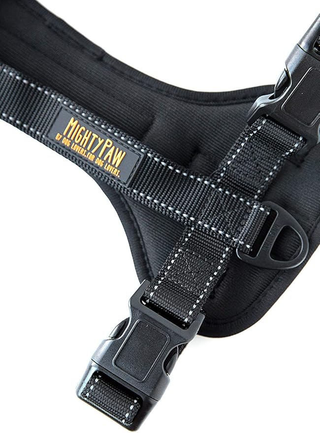 Mighty Paw Dog Car Harness - Vehicle Safety Gear - 2 Leash Attachment - Adjustable Straps - Reflective Stitching - Soft Padding - Standard Harness Functionality - No Pull Front Leash Attachment - S