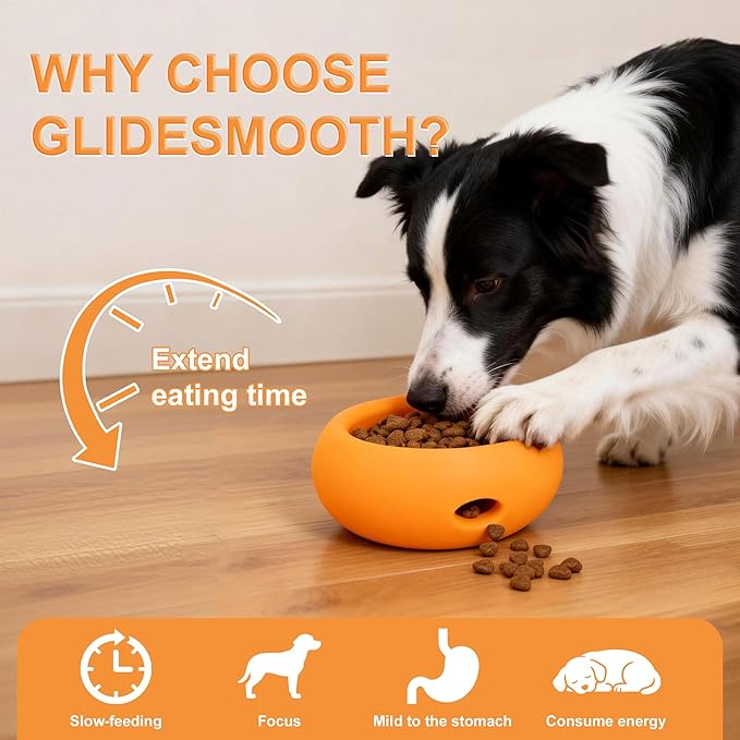 Dog Enrichment Toys, Durable Silicone, Interactive Engagement Slow Feeder Dog Bowls, Orange