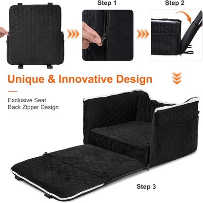 Dog Car Seat for Small Medium Dogs Under 35lbs - Dog Booster Car Seat with Adjustable Straps,Elevated Detachable Washable Pet Travel Cat Bed with Storage Pockets,2 Safety Belts (Black)