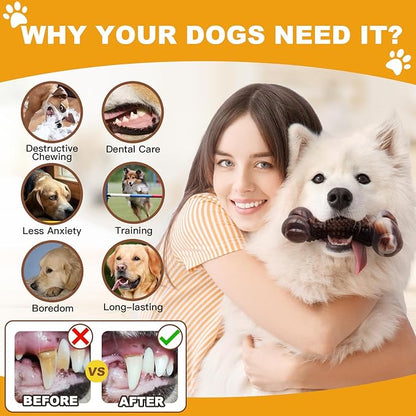 Dog Chew Toys for Aggressive Chewers, 2Pack Indestructible Dogs Bone Toy for Large Small Medium Breeds, Durable Tough Nylon Dog Toys To Keep Them Busy, Puppy Teething Dogs Toy Bone, Beef&Bacon Flavor