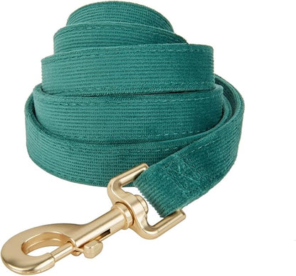 Soft Corduroy Fibric Dog Leash, 5 Feet Length Lead with Heavy Duty Rotating Hook, for Small Medium Dogs.(S,Green)