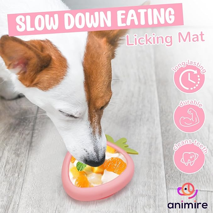 Freeze Dog Lick Bowl, Animire Non-Slip Slow Feeder Lick Mat for Dogs, Silicone Dog Enrichment Bowl for Distraction Anxiety Relief Boredom, BPA Free, Dishwasher Safe(Pink,S)