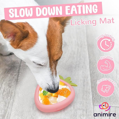 Freeze Dog Lick Bowl, Animire Non-Slip Slow Feeder Lick Mat for Dogs, Silicone Dog Enrichment Bowl for Distraction Anxiety Relief Boredom, BPA Free, Dishwasher Safe(Pink,S)