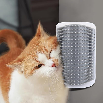 2Packs Cat Self Groomer, Wall Corner Scratcher With Catnip, Soft Brushes, Self Grooming Brush Wall Corner Massager Combs for Long Short Fur Kitten Indoor Cats (Grey)