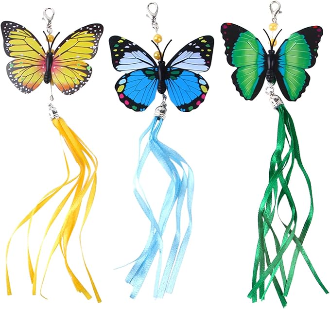 7 Pcs For Creative For Cat Teaser Wand Refill Kit Various For Butterfly Dragonflies Teaser Toy Retractable For Cat Wand Long Interactive Cat Toy Wands Refills Replacement Attachments For Indoor