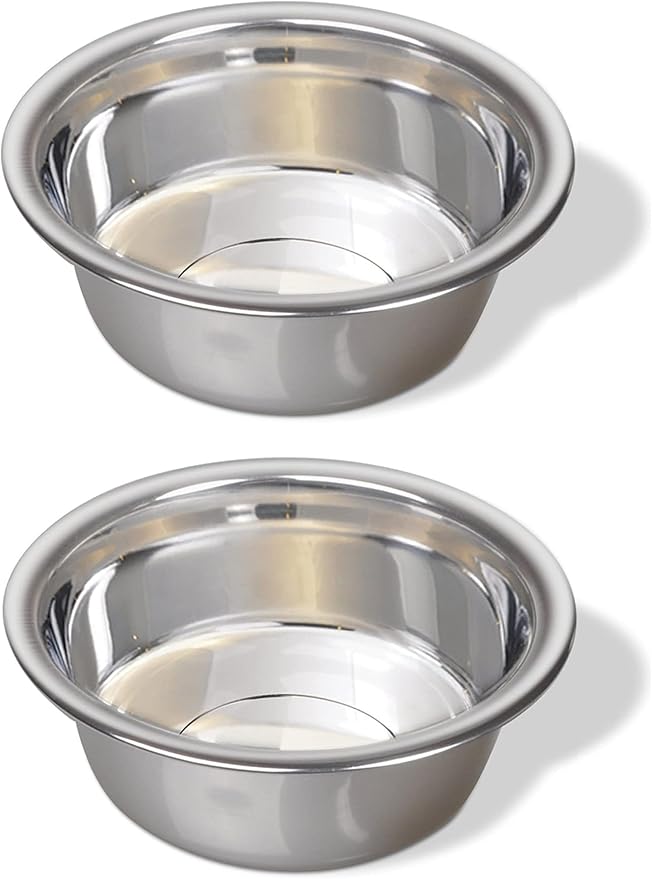 Greendale - 2 Pack - 3.8 Cup Capacity - Stainless Steel Metal Dog Bowls - Perfect for Dog Food and Water. Wrong Size? Click to Look at Our Size Options.