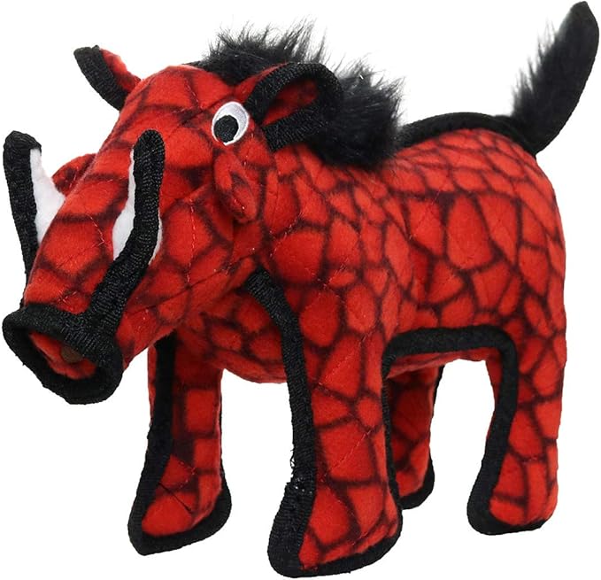 TUFFY - World's Tuffest Soft Dog Toy - Desert - Multiple Layers. Made Durable, Strong & Tough. Interactive Play (Tug, Toss & Fetch). Machine Washable & Floats (Red Warthog, Large 2 Pack)