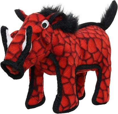 TUFFY - World's Tuffest Soft Dog Toy - Desert - Multiple Layers. Made Durable, Strong & Tough. Interactive Play (Tug, Toss & Fetch). Machine Washable & Floats (Red Warthog, Large 2 Pack)