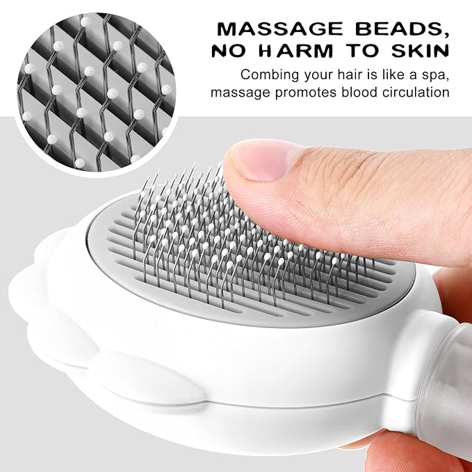Cat Hair Brush for Shedding, 3-in-1 Pet Spray Hair Removal Comb with Visual Spray & Release Button, Waterproof Dog Grooming Brush for Furry Pet (White)