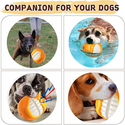 Indestructible Dog Squeaky Ball - Tough Chew Toy for Aggressive Chewers, Medium/Large Dogs Fetch Toy for Indoor, Outdoor & Water Play - Orange