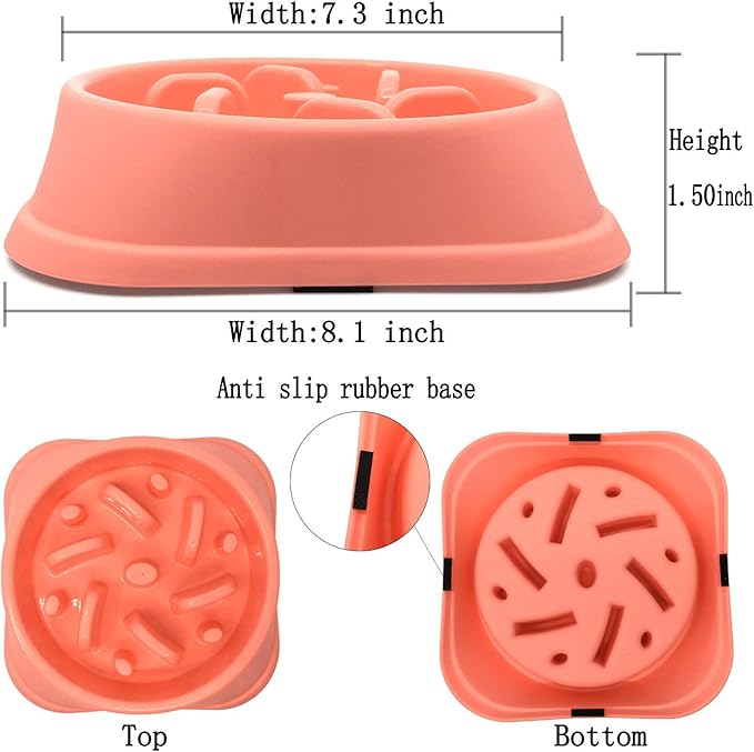 WenYing Slow Feeder Puzzle Dog Bowls, Interactive Bloat Stop Bowl, Food Water Fun Feeding, Non-Slip Anti Choke Healthy Diet, Pink