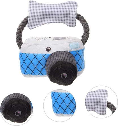 Angoily Dog Chew Toy Camera Shape Squeaky Interactive Puppy Teething Toy for Small Medium Large Dogs Durable Chewing and Teeth Grinding Plaything
