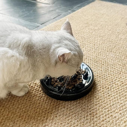 Slow Feeder Bowl for Cats and Small Dogs,Cilkus Fish Pool Design, Fun Interactive Bloat Stop Puzzle Feeder Bowl Healthy Eating Diet Made of Melamine Food Grade Material Dishwasher Safe (Black)
