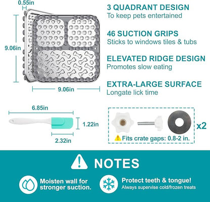Stainless Steel Lick Mat for Dogs and Cats, Chew Proof Slow Feeder with Suction Cups and Crate Mount, Three Textured Zones for Calm Feeding and Daily Use [2Pack]