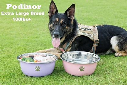 Large Dog Water Bowl 2 Pack, 1.3 Gallons 170oz Stainless Steel Extra Large Dog Food Bowl for Big Giant Dogs, Pink