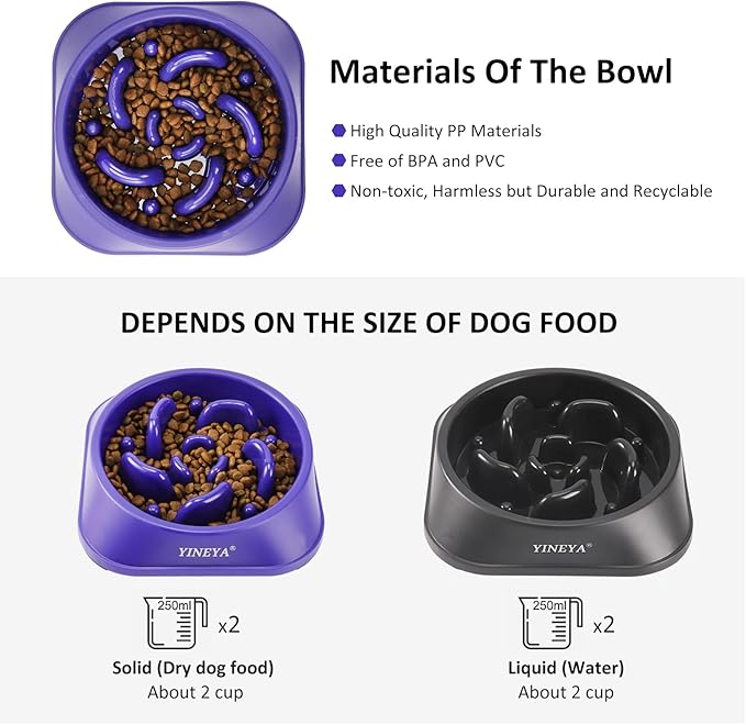2PCS Slow Feeder Dog Bowls, Pet Supplies That Slow Down Eating, Pet Food Bowls, Maze Dog Puzzle Feeder for Medium Breed