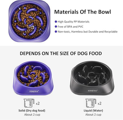 2PCS Slow Feeder Dog Bowls, Pet Supplies That Slow Down Eating, Pet Food Bowls, Maze Dog Puzzle Feeder for Medium Breed