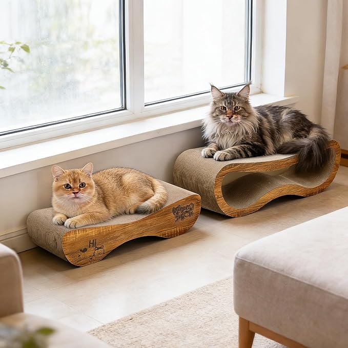 Cat Scratcher, 2 in 1 Cat Scratching Board, Cat Cardboard, Scratch Lounger for Cats as Beds & Furniture, Large, 27.44 x 9.06 x 9.06 inch