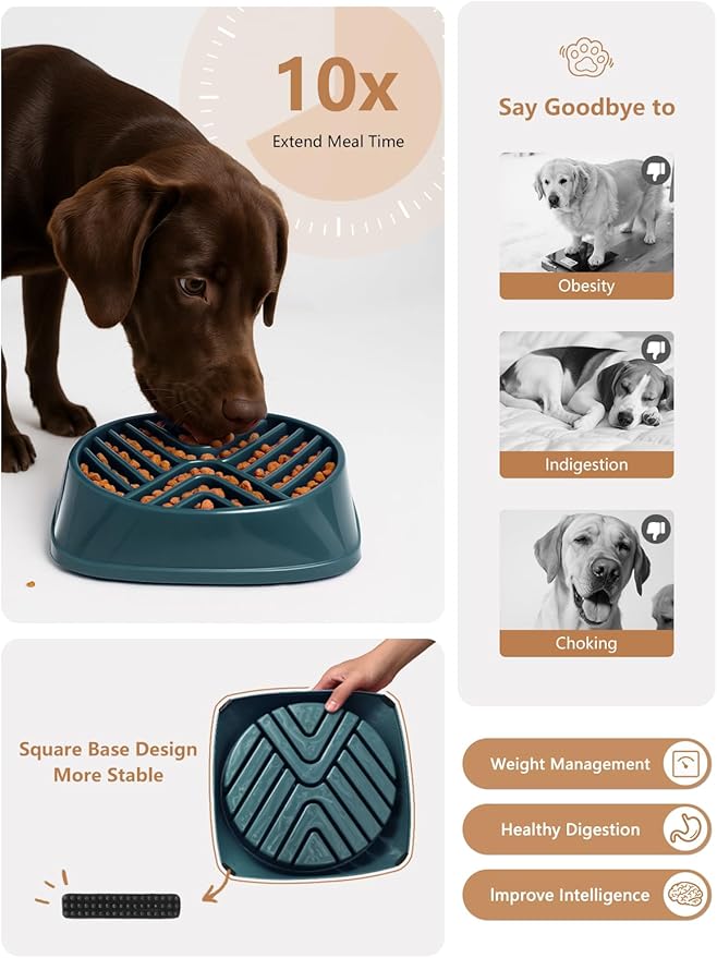 KASBAH Slow Feeder Dog Bowls Large Breed, 5 Cups Capacity for Wet & Dry Food, Puzzle Maze Bowl for Fast Eaters, Non-Slip Base, BPA Free, Helps Prevent Bloat and Aid Digestion