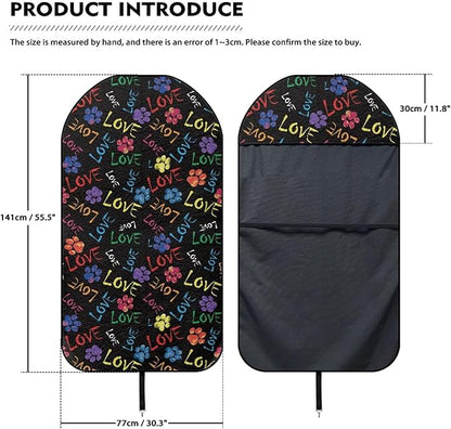 Coldinair Love Colorful Dog Paws Print Towel Waterproof Sweat Beach Seat Cover Universal for Car Truck SUV Seat for Dog or Workout,Non-Slip and Easy to Install