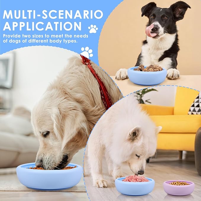 2 Pcs Dog Lick Bowl with Suction Cup, Non-Slip Slow Feeder Licking Mat, Large and Small Size, Dog Freeze Bowl for Small and Medium Dogs, BPA Free Silicone, Dishwasher Safe (Light Blue & Pink)