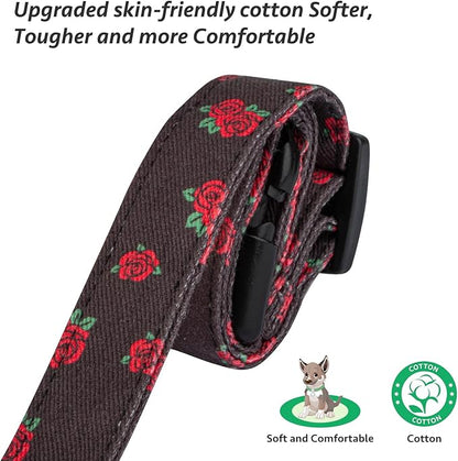 Cotton Handmade Dog Collar Cute and Distinctive Patterns Black Rose with Pendant for Girl Boy Dogs Collars S