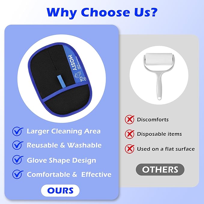 Pet-Hair-Removal-Glove, Reusable Cat & Dog Deshedding Glove for Sofa, Furniture, Couch, Carpet, Car Seat, Efficient-Double-Sided-Electrostatic-Pet-Grooming-Mitt, Quick Cleaning Fur Remover Tool 1PCS