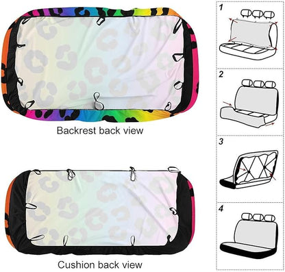 Women's Universal Fit Auto Soft Back Seat Cover, Fashion Decor Car Seat Cover Padded Rear Bench for Trucks SUV Compatible with Rainbow Cheetah Skin Leopard Print