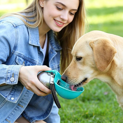 Portable Dog Water Ball, 304 Stainless Steel Foldable Pet Water Bottle – Portable, Leak-Proof & Perfect for Travel, Large-Capacity (285ml) Cup with Foldable Silicone Bowl