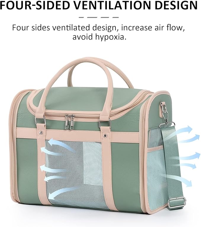 Pet Carrier Backpack, Airline Approved TSA, Waterproof PU Foldable, 360° Ventilated, Light‑Blocking, Washable Travel Bag for Cats & Small Dogs