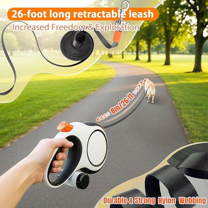 Retractable Dog Leash 26ft Heavy-Duty for Medium & Large Dogs - Upgraded Lock, Tangle-Free, Ergonomic Grip - Perfect for Walking, Running, Outdoor Training