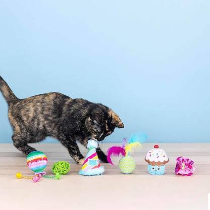 Fringe Studio Happy Purr-THDAY, Set of 6, Multipack Cat Toy Set, Pet Shop Collection (610007)