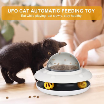 Smart Interactive Cat Feeder 2-in-1 Slow Feeder & Track Ball Toy with Bell Puzzle & Snack Dispenser Promotes Healthy Eating & Mental Stimulation for Cats Indoor