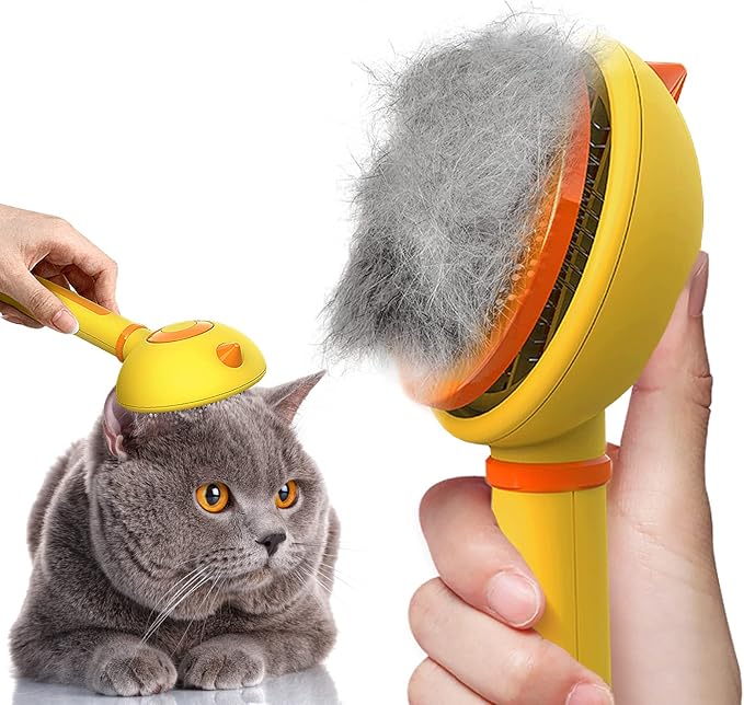 Cat Hair Brush with Release Button for Indoor Cats, Pet Grooming Brush for Long or Short Hair Dogs, Cat Combs for Pet Massage Self-Cleaning Cat Hair Brush