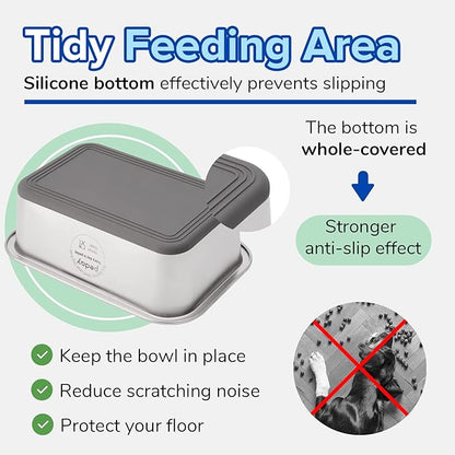 PEDAY 1.2 Gallon Large Dog Water Bowl, 18/8 Human Grade Stainless Steel - Silver Nonslip