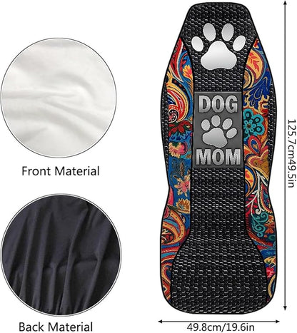 Dog Mom Paw Car Seat Covers Front Seats Boho Flower Waterproof Front Seat Covers Auto Interior Decor Bucket Seat Covers Suitable for Cars, SUV and Trucks