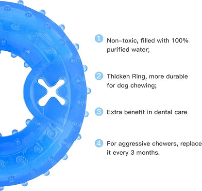 NWK Pet Teether Cooling Chew Toy for Dogs Teething Toy for Puppies, Fit with Treats for More Fun (Chewing Ring)