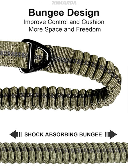 Heavy Duty Dog Leash with 2 Padded Handles & Advanced Easy Metal Clip, 4-6FT Shock Absorbing No Pull Dog Leashes for Medium Large Dogs that Pull (Army Green)