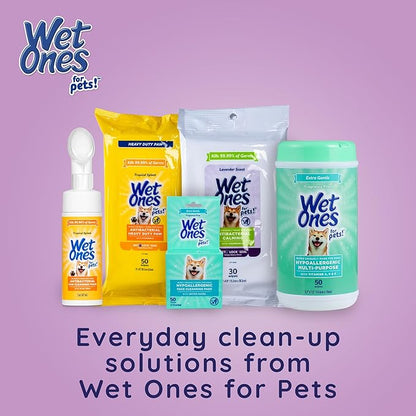 Wet Ones for Pets Antibacterial Calming Wipes with Chamomile, Lavender Scent - Dog Cleaning Wipes - Scented, Durable and Disposable Dog Wipes for Paws, 30 Count