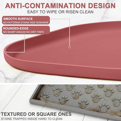 Small Silicone Pet Food Mat with Raised Edge for Food and Water Bowl, Square Dog Feeding Mats, Cat Food Trays for Floor Waterproof, Rubber Tray for Dogs and Cats, 12 x 12 x 0.7 Erythrinus