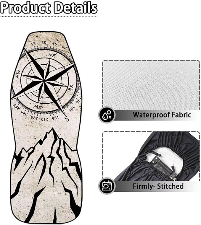 Car Seat Covers Set of 2 Waterproof Front Seat Covers Stretch Polyester Fabric Cover Breathable Front Seat Cover Universal Fit for Auto Truck Van SUV
